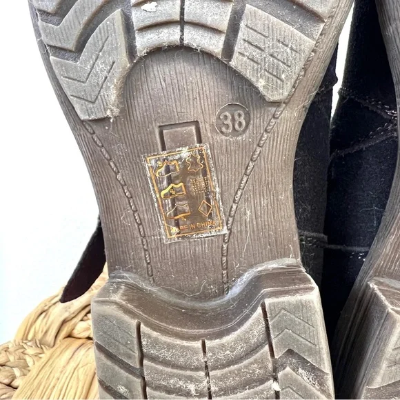 Spring Step Women’s Genuine Leather Dark Brown Suede Tall Boot Vegan Fur Sz. 38 - Picture 10 of 14